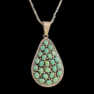 Navajo Bobby Johnson large sterling silver turquoise cluster pendant